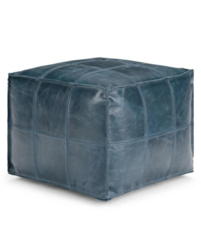 Shop Simpli Home Manning Square Pouf In Teal