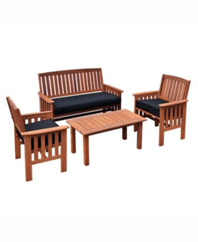 Shop Corliving Distribution Miramar 4 Piece Hardwood Outdoor Chair And Coffee Table Set In Brown