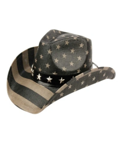 Epoch Hats Company Angela & William Black American Flag Cowboy Hat With Star Studs In Black