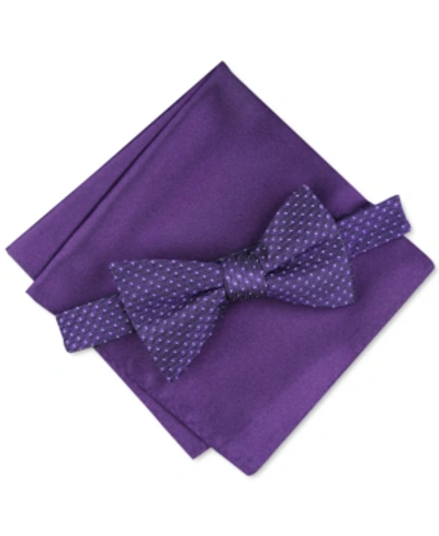 Shop Alfani Men's Roy Geo Pre-tied Bow Tie, Created For Macy's In Purple
