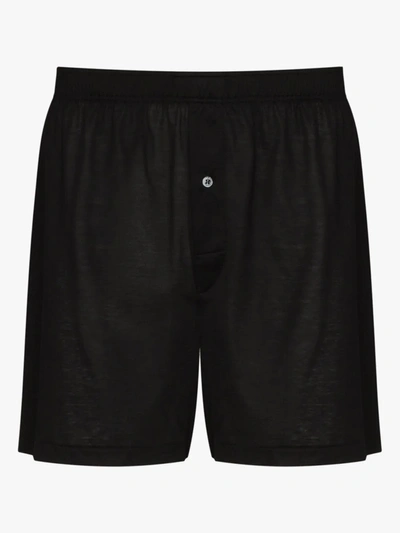Shop Zimmerli Cotton Boxer Shorts In Black