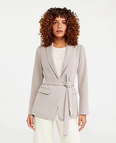 Shop Ann Taylor Petite Belted Blazer In Light Sandstone