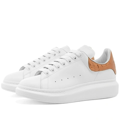 Shop Alexander Mcqueen Metallic Printed Croc Heel Tab Wedge Sole Sneaker In White