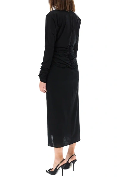 Shop Dolce & Gabbana Draped Midi Dress In Black