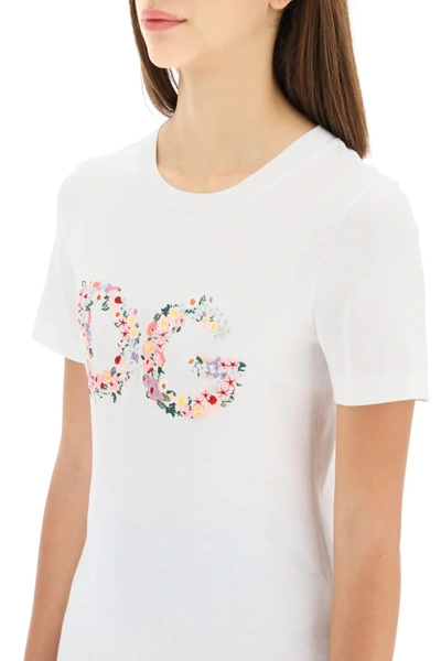 Shop Dolce & Gabbana Embroidered Logo T-shirt In White