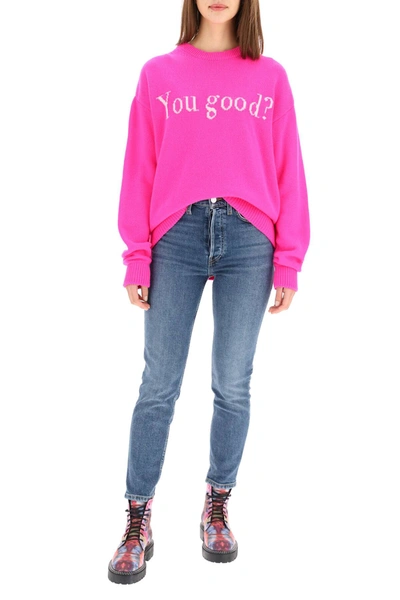Ireneisgood Intarsia Logo Crewneck Jumper In Fuchsia