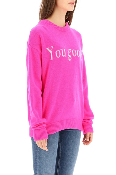 Ireneisgood Intarsia Logo Crewneck Jumper In Fuchsia