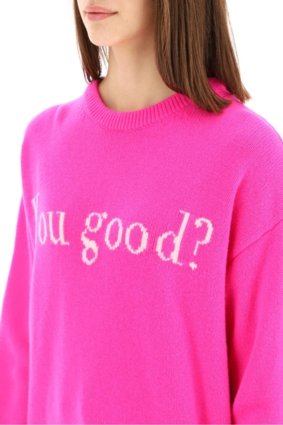 Ireneisgood Intarsia Logo Crewneck Jumper In Fuchsia
