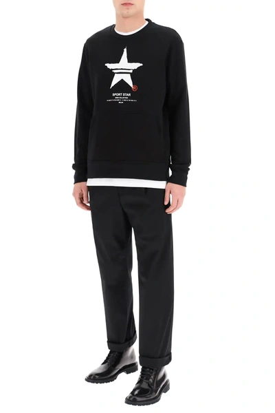 Shop Neil Barrett Sport Star Print Sweatshirt In Black,white