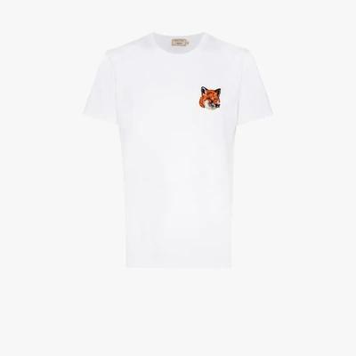 Shop Maison Kitsuné Velvet Fox Head Patch T-shirt In White