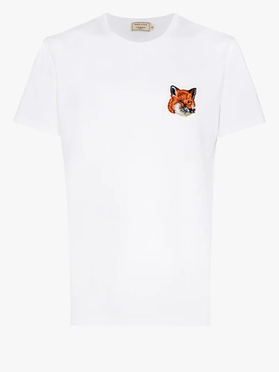 Shop Maison Kitsuné Velvet Fox Head Patch T-shirt In White