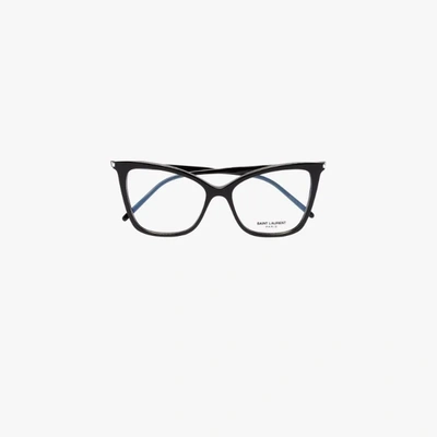 Shop Saint Laurent Black 386 Cat Eye Optical Glasses