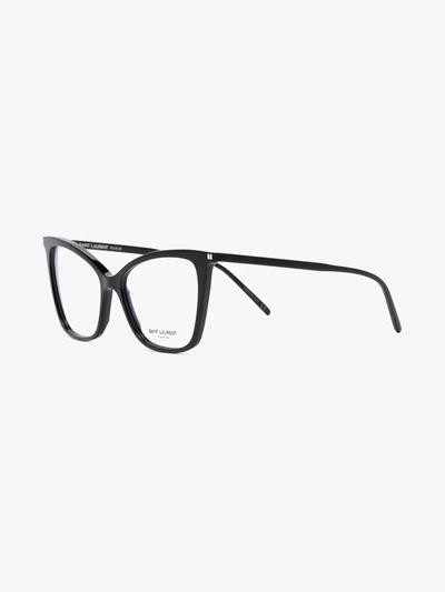 Shop Saint Laurent Black 386 Cat Eye Optical Glasses