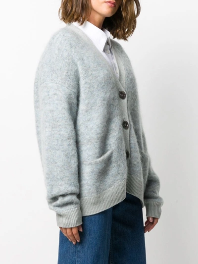 Light Gray Blue Mohair-blend Cardigan In Sky Blue