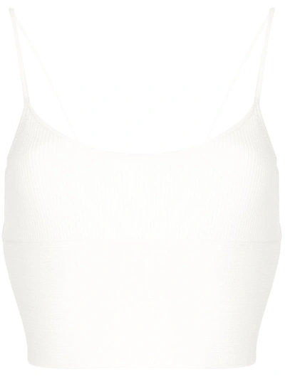 Shop Dion Lee Ribbed Cropped Top In White
