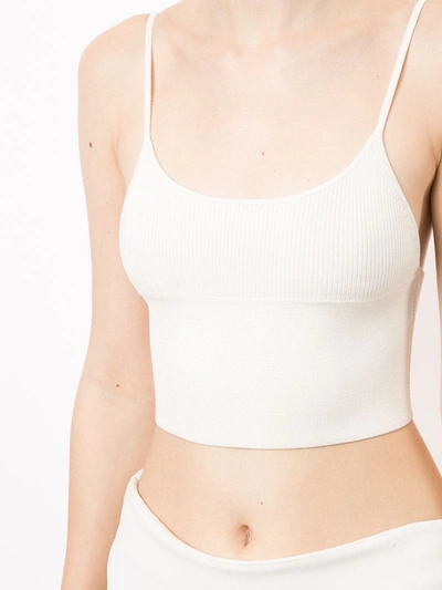 Shop Dion Lee Ribbed Cropped Top In White