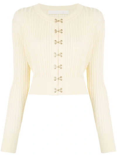 Shop Dion Lee Hook Detail Cardigan In Yellow