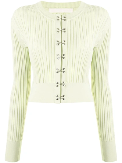 Shop Dion Lee Hook Detail Cardigan In Green