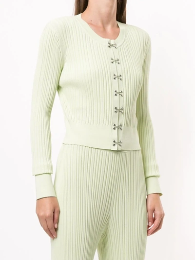 Shop Dion Lee Hook Detail Cardigan In Green