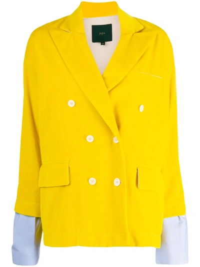 Shop Jejia Loose-fit Double Breasted Blazer In Yellow