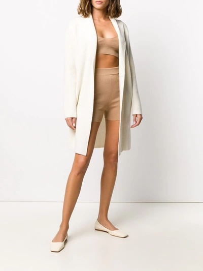 Cashmere In Love Ribbed-knit Cropped Top In Neutrals