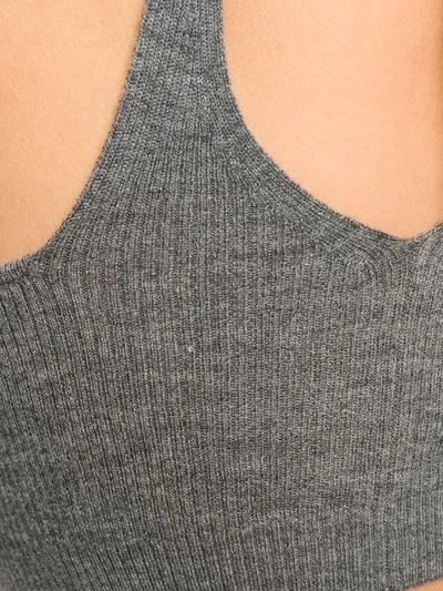 Cashmere In Love Ribbed-knit Cropped Top In Grey