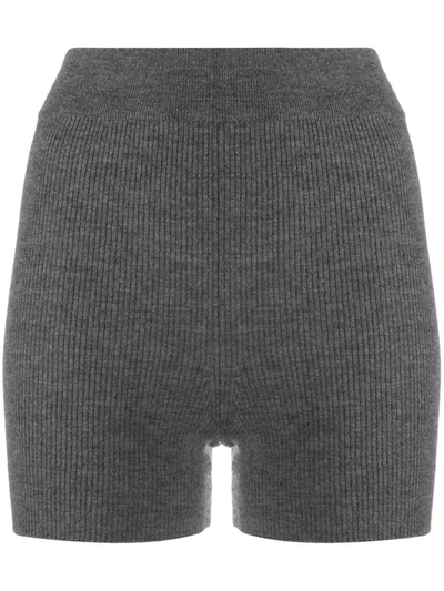 Shop Cashmere In Love Alexa Ribbed-knit Biker Shorts In Grey