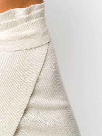 Shop Cashmere In Love Ribbed-knit Wrap Skirt In White