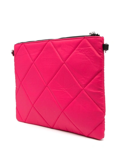 Shop Versace Jeans Couture Quilted Clutch Bag In Pink