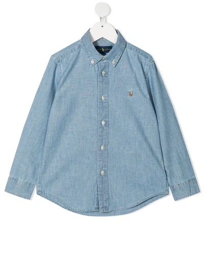 Shop Ralph Lauren Classic Denim Buttoned Shirt In Blue