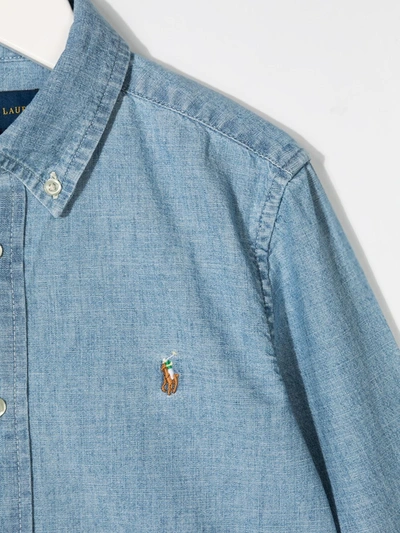 Shop Ralph Lauren Classic Denim Buttoned Shirt In Blue