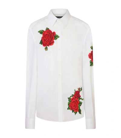 Shop Dolce & Gabbana Rose-embroidered Shirt