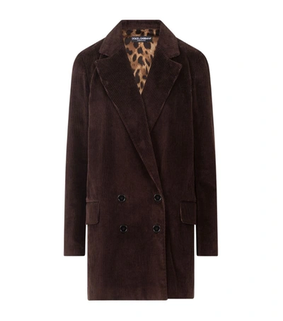 Shop Dolce & Gabbana Velvet Corduroy Double-breasted Jacket