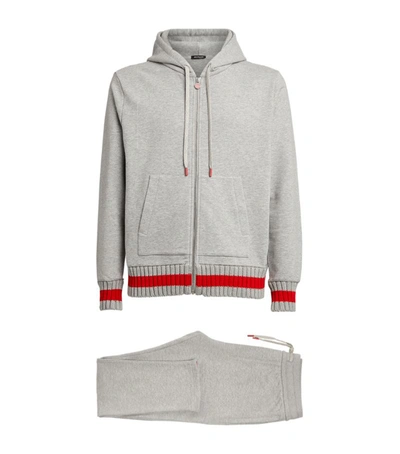 Shop Kiton Contrast-stripe Zip-up Hoodie