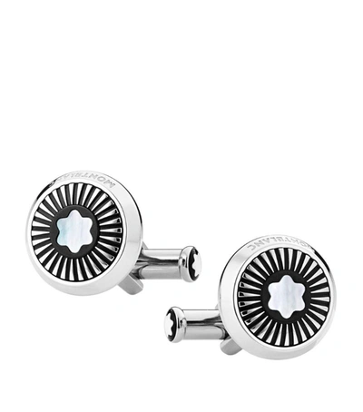 Shop Montblanc Stainless Steel And Mother-of-pearl Star Cufflinks In Silver