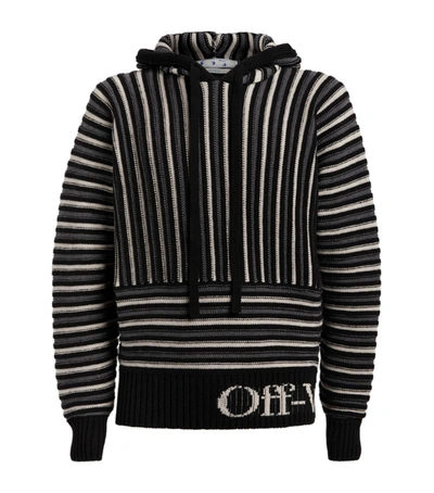 Shop Off-white Striped Knitted Hoodie