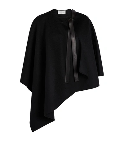 Shop Valentino Cape With Leather Details In Black