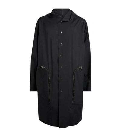 Shop Rick Owens + Moncler Hooded Overcoat