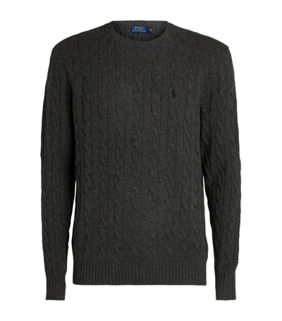 Shop Ralph Lauren Wool-cashmere Cable-knit Sweater In Grey