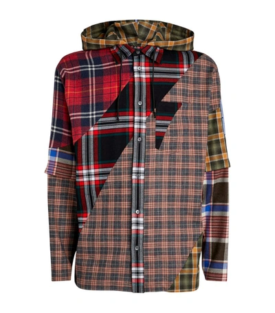 Shop Mcq By Alexander Mcqueen Mcq Patchwork Check Hooded Shirt
