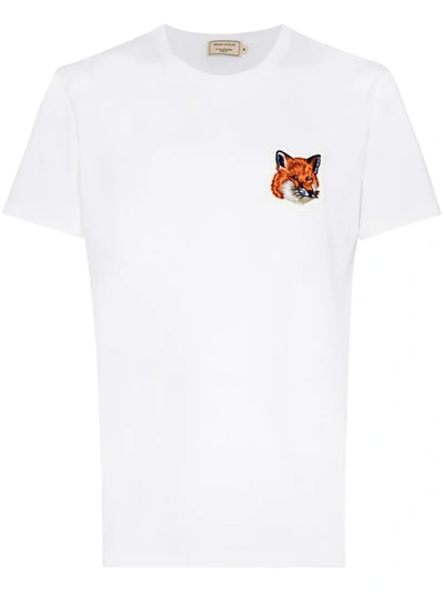 Shop Maison Kitsuné Fox Head Crew-neck T-shirt In White