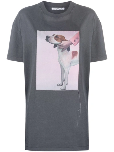 Acne Studios Dog Patch T-shirt In Grey | ModeSens
