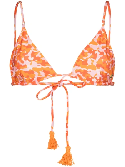 Shop Ambra Maddalena Gigi Camouflage Print Bikini Top In Orange