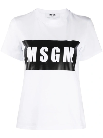 Shop Msgm Box Logo-print T-shirt In White