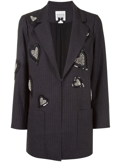 Shop Edward Achour Paris Sequin-embellished Heart Blazer In Black