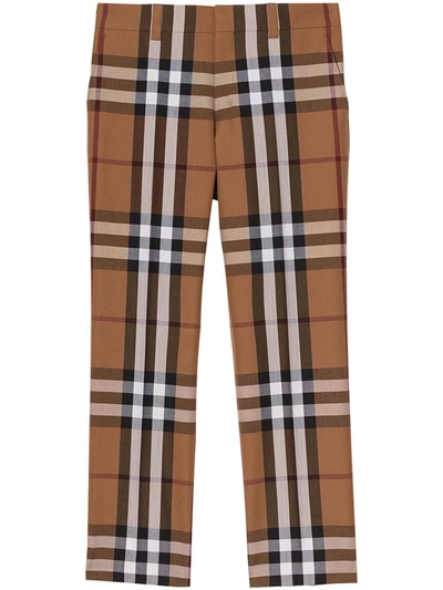 Shop Burberry House Check Tailored Trousers In Brown