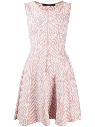 Shop Antonino Valenti Leaf-pattern Mini Dress In Pink