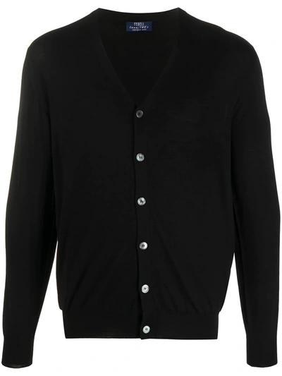 Shop Fedeli Fine Knit Cardigan In Black