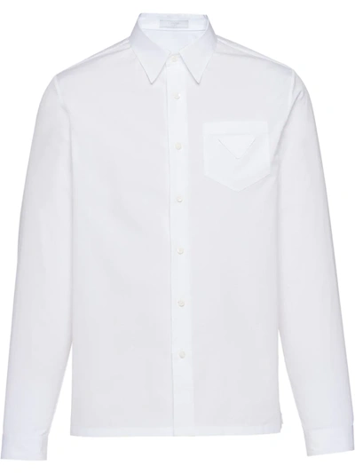 Shop Prada Triangle-logo Cotton Shirt In White
