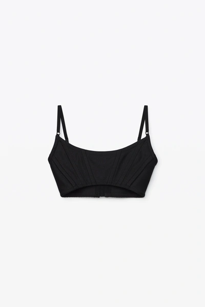 Shop Alexander Wang Cropped Corset Bra In Black